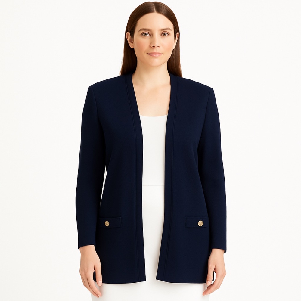 St. John Santana cardigan, navy blue size M wool blend